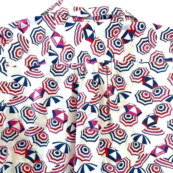 Lands End Women's Multicolor White Beach Umbrella Boyfriend Tunic Medium - Picture 11 of 14